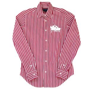 EUC Ralph Lauren Sport Button Down Striped Top Dual Embroidered Ponies Size 2